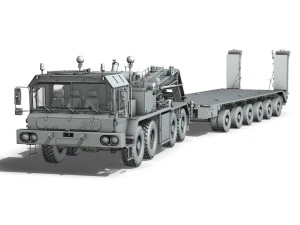 faun stl56 tractor with 52 ton semitrailer 3D Model