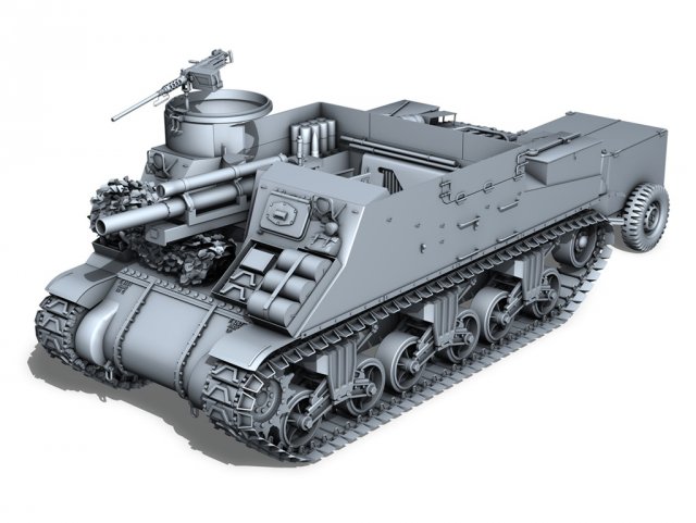 m7 priest howitzer motor carriage 3D Model .c4d .max .obj .3ds .fbx .stl .blend 
