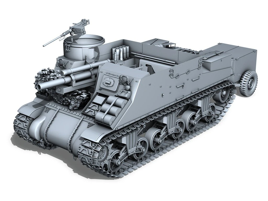 m7 priest howitzer motor carriage 3D Model .c4d .max .obj .3ds .fbx .stl .blend