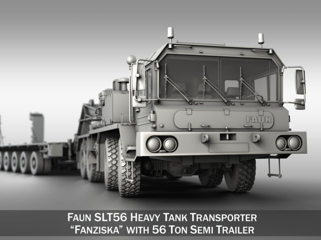faun stl56 tractor with 52 ton semitrailer 3D 模型 .c4d .max .obj .3ds .fbx .stl .blend