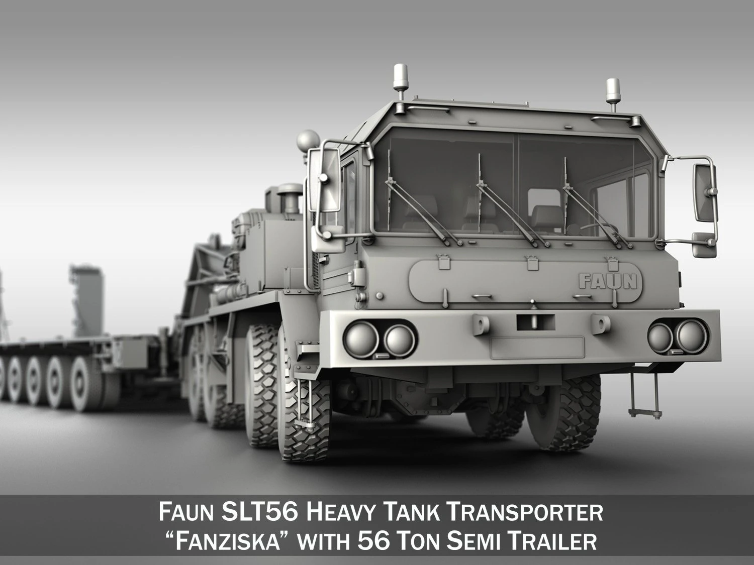 faun stl56 tractor with 52 ton semitrailer 3D Model .c4d .max .obj .3ds .fbx .stl .blend