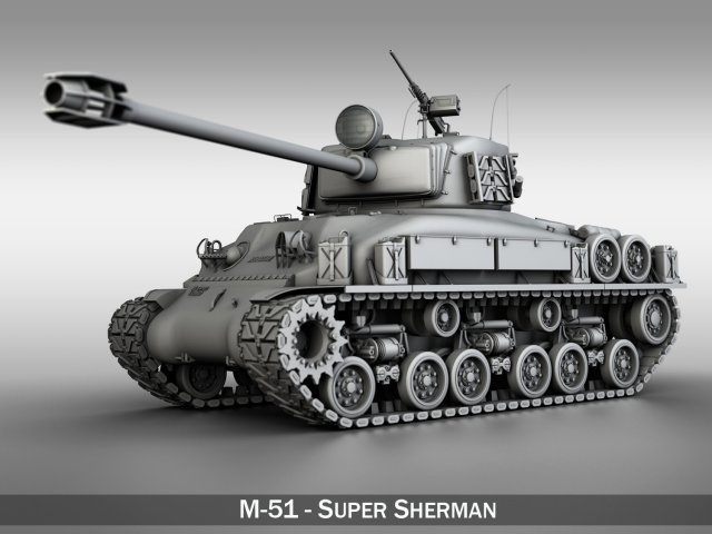 m51 super sherman 3D 模型 .c4d .max .obj .3ds .fbx .stl .blend 