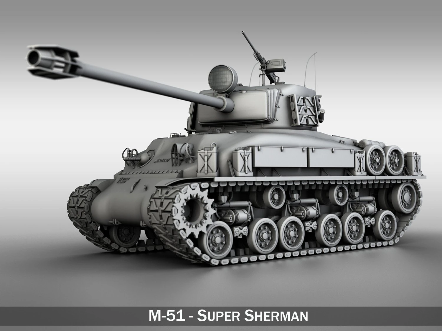 m51 super sherman 3D Model .c4d .max .obj .3ds .fbx .stl .blend 
