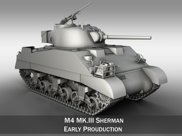 m4 sherman mk iii british army Modelo 3D .c4d .max .obj .3ds .fbx .stl .blend 