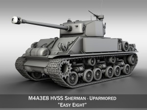 m4a3e8 hvss sherman - uparmored 3D Model