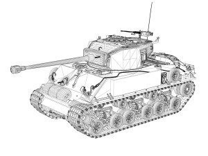 m4a3e8 hvss sherman - uparmored 3D Model