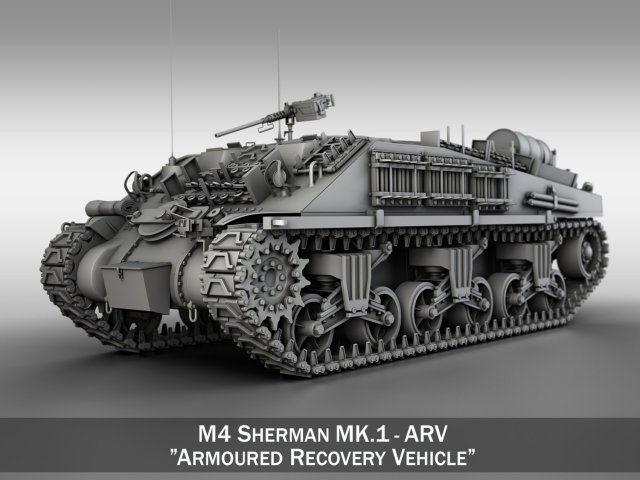 m4 sherman arv Model 3D .c4d .max .obj .3ds .fbx .stl .blend 