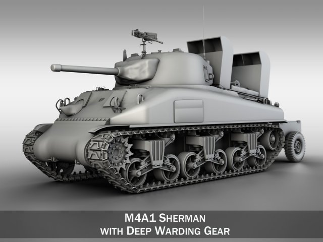 m4a1 sherman with deep wading gear 3D-Modell .c4d .max .obj .3ds .fbx .stl .blend 