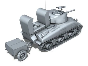 m4a1 sherman with deep wading gear 3D Model