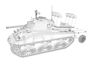 m4a1 sherman with deep wading gear 3D Model