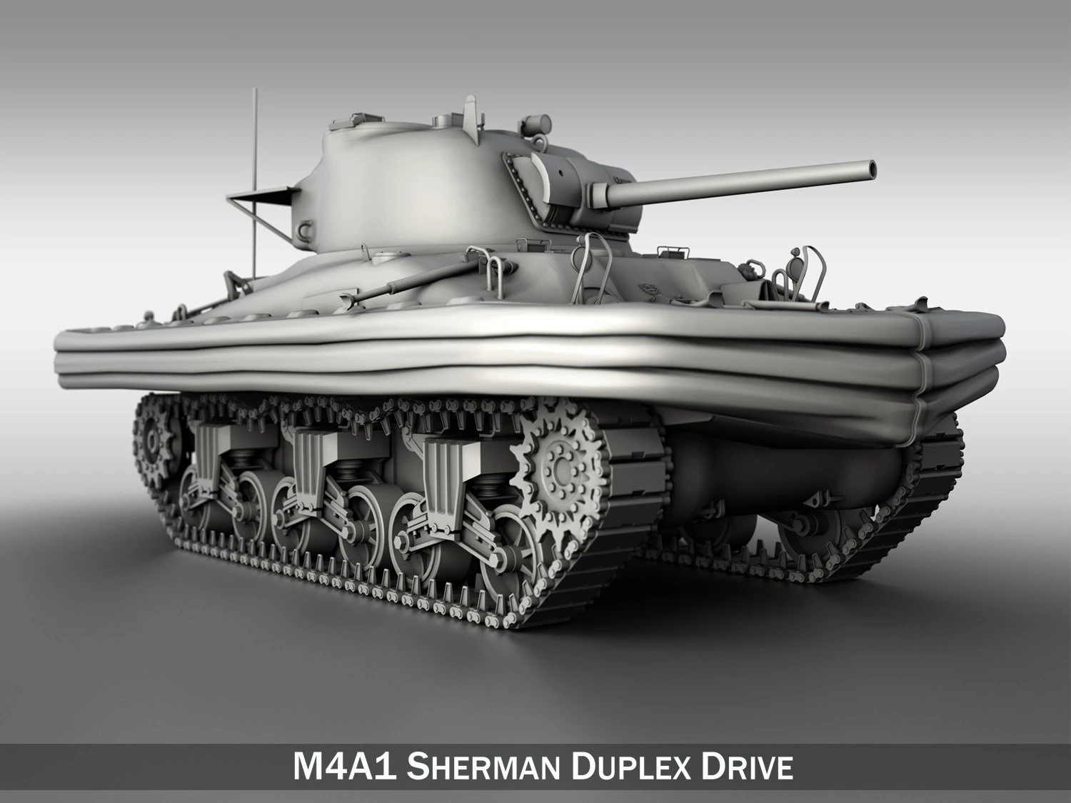 m4a1 sherman duplex drive 3D Model .c4d .max .obj .3ds .fbx .stl .blend 