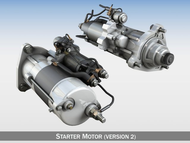 starter motor 02 Model 3D .c4d .max .obj .3ds .fbx .stl .blend 