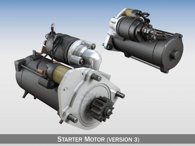 starter motor 03 3D Model .c4d .max .obj .3ds .fbx .stl .blend 