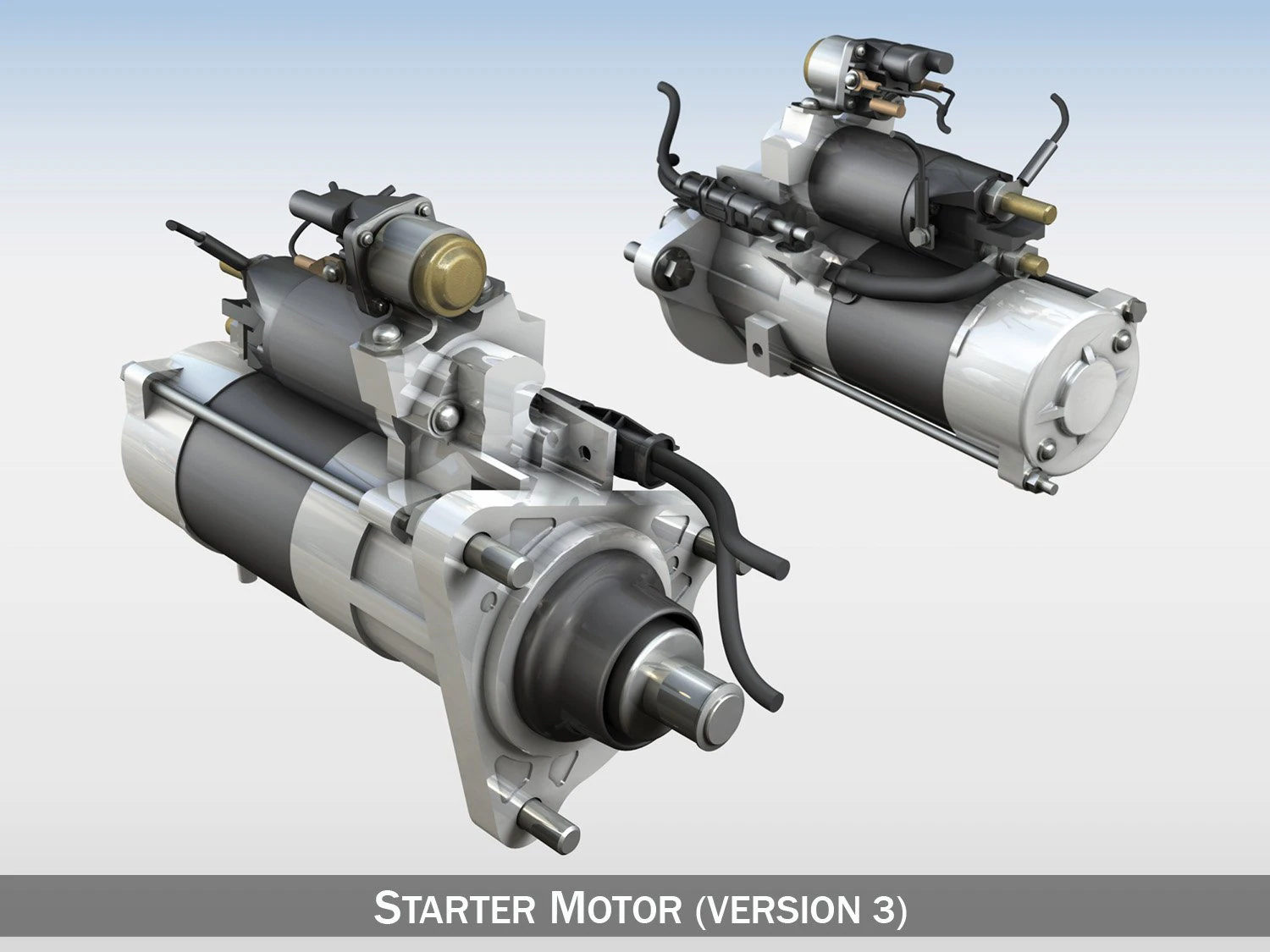 starter motor 04 3D Model .c4d .max .obj .3ds .fbx .stl .blend