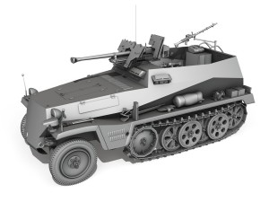 sd kfz 250 halftrack with antitank rifle Modèle 3D