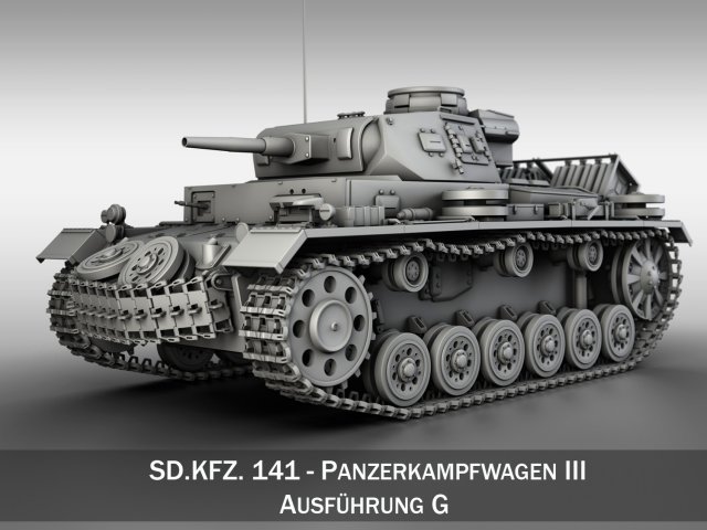 panzer iii pzkpfw iii ausfg 3D Model .c4d .max .obj .3ds .fbx .stl .blend 
