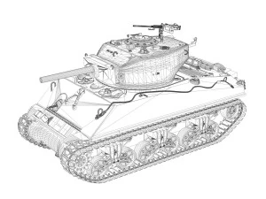 m4a3e2 - sherman jumbo - blue eyes 3D Model