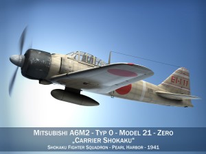 mitsubishi a6m2 zero carrier shokaku 3D-Modell