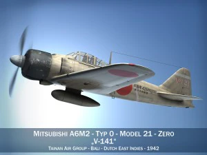 mitsubishi a6m2 zero tainan air group 3D Model