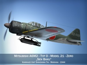 mitsubishi a6m2 sen baku kamikaze unit 3D Model