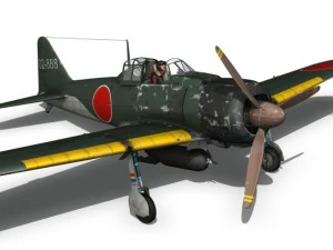 mitsubishi a6m2 sen baku kamikaze unit 3D Model