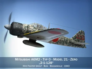 mitsubishi a6m2 zero hiyo-jagergroep 3D Model