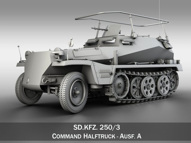 sdkfz 250 halftrack command version 3D 模型 .c4d .max .obj .3ds .fbx .stl .blend 