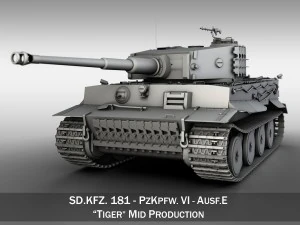 panzer vi tigre produ&ccedil;&atilde;o m&eacute;dia Modelo 3D