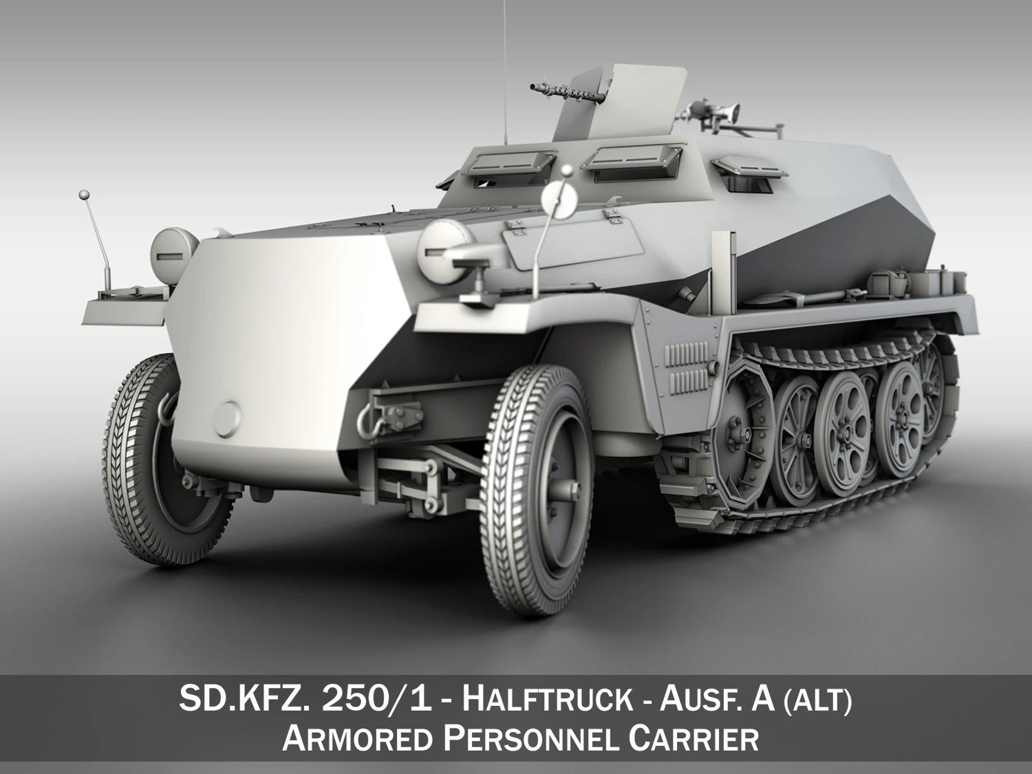 sdkfz 250 halftrack troop carrier 3D Model .c4d .max .obj .3ds .fbx .stl .blend 