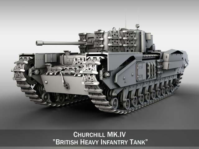 churchill mk iv 3D Model .c4d .max .obj .3ds .fbx .stl .blend 