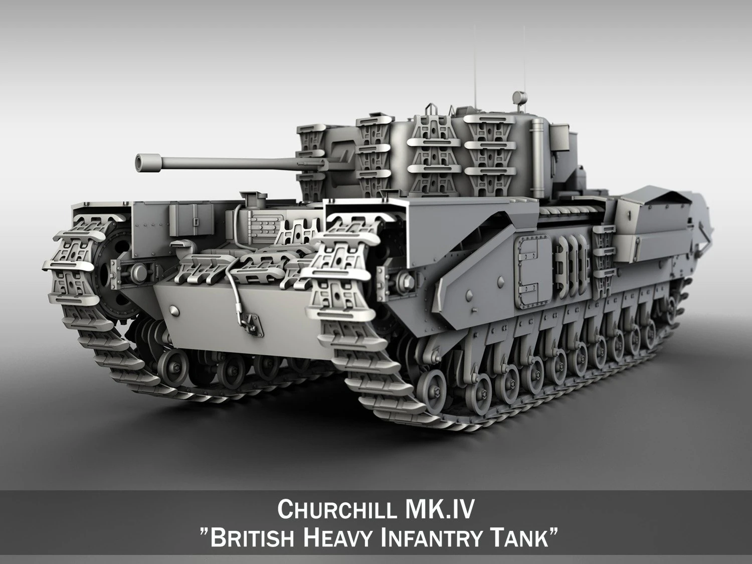 churchill mk iv 3D Model .c4d .max .obj .3ds .fbx .stl .blend