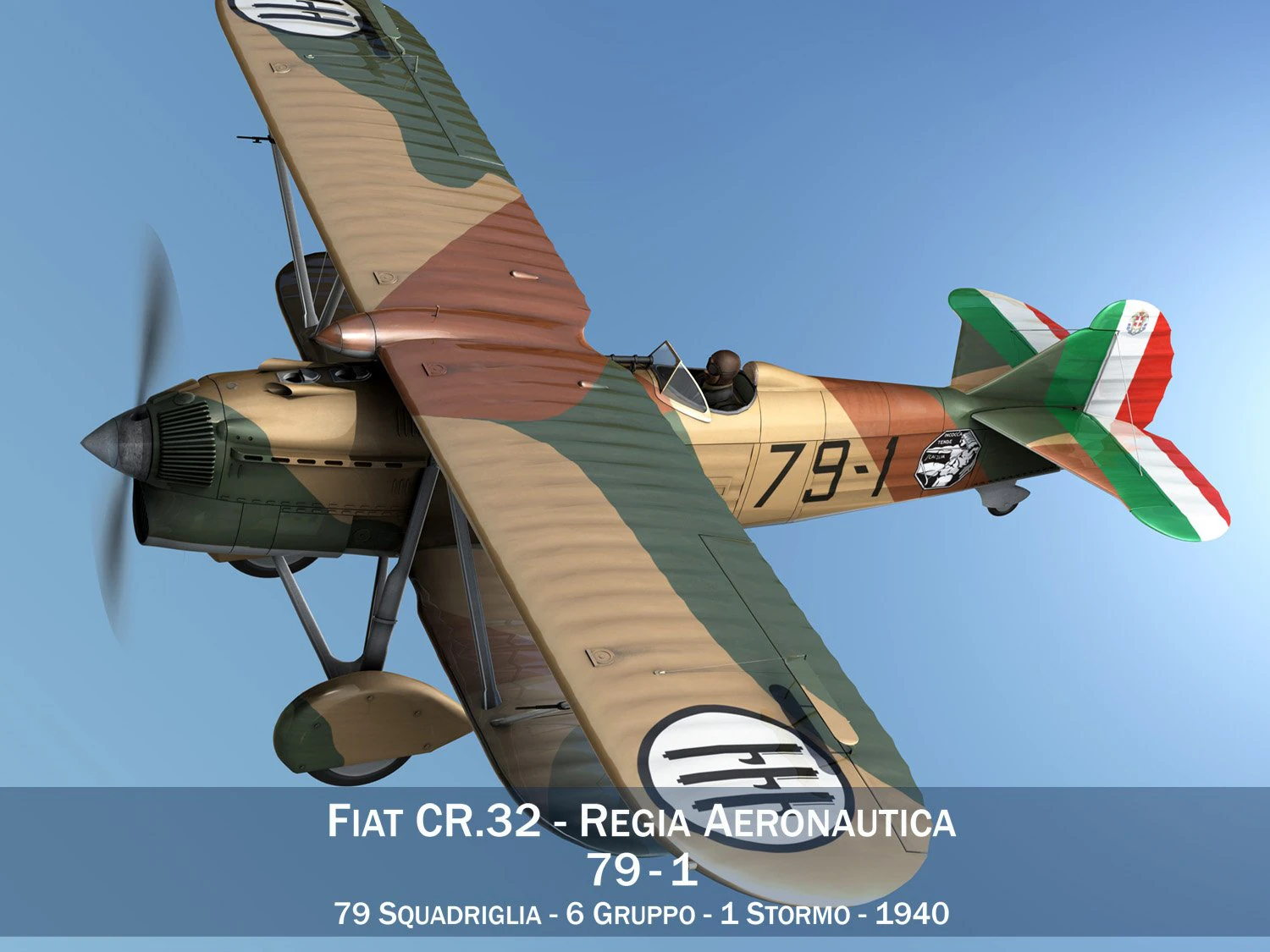 fiat cr32 italy airforce 79 squadriglia 3D Model .c4d .max .obj .3ds .fbx .stl .blend