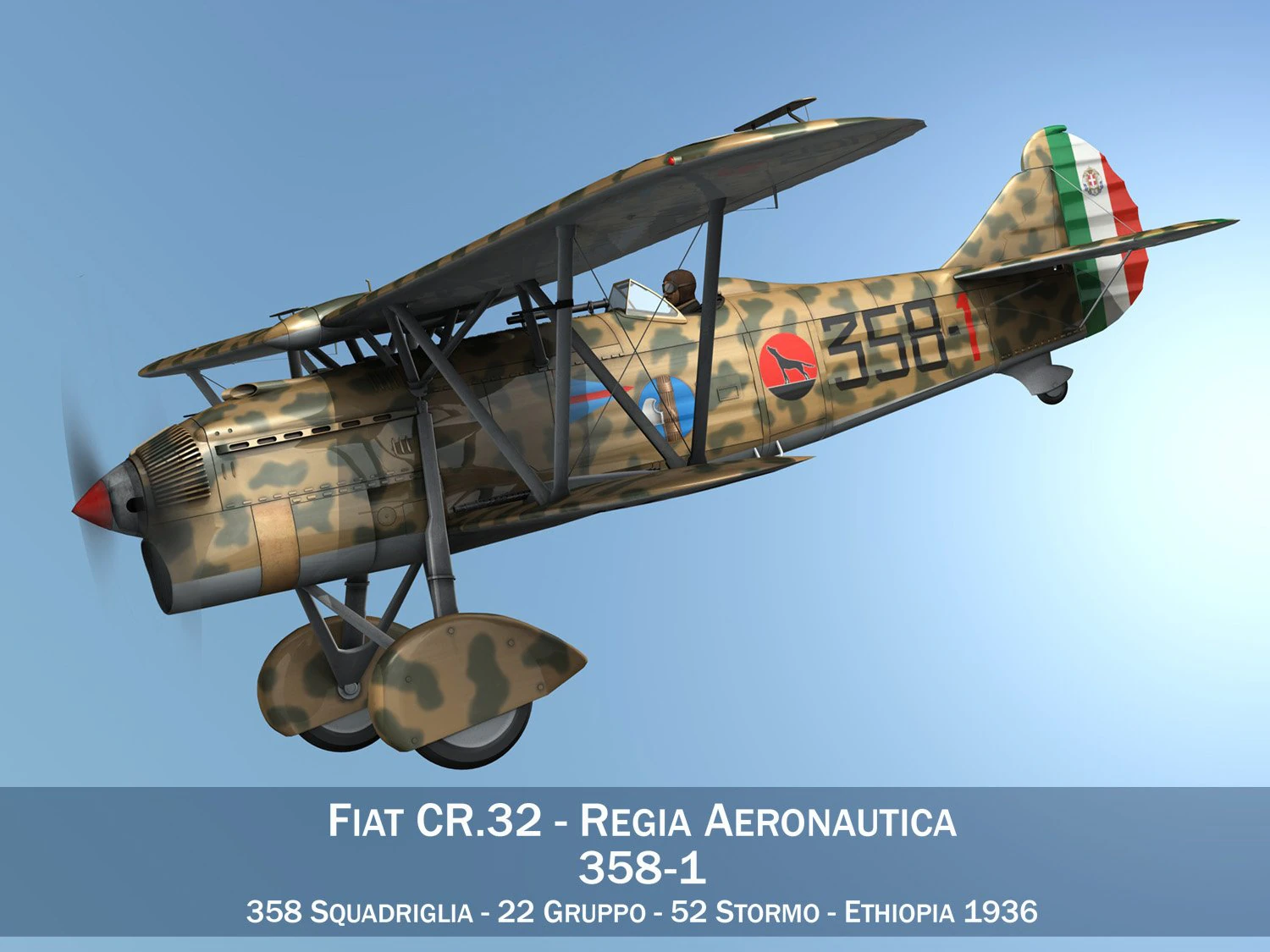 fiat cr32 italy airforce 358 squadriglia 3D Model .c4d .max .obj .3ds .fbx .stl .blend 