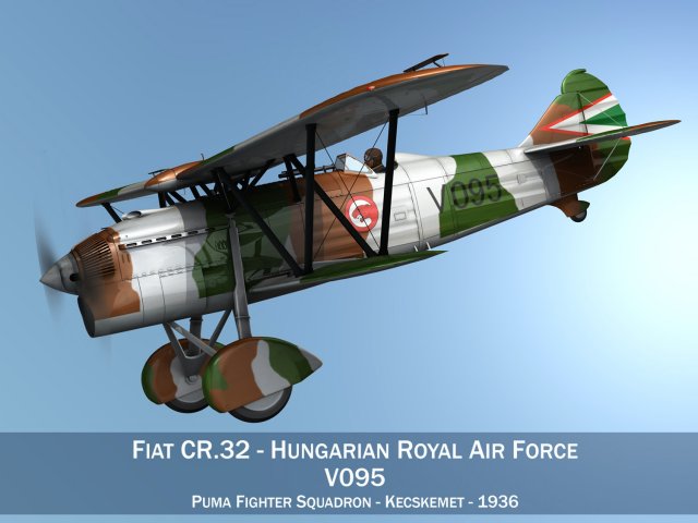 fiat cr32 hungarian royal air force v095 3D Модель .c4d .max .obj .3ds .fbx .stl .blend 