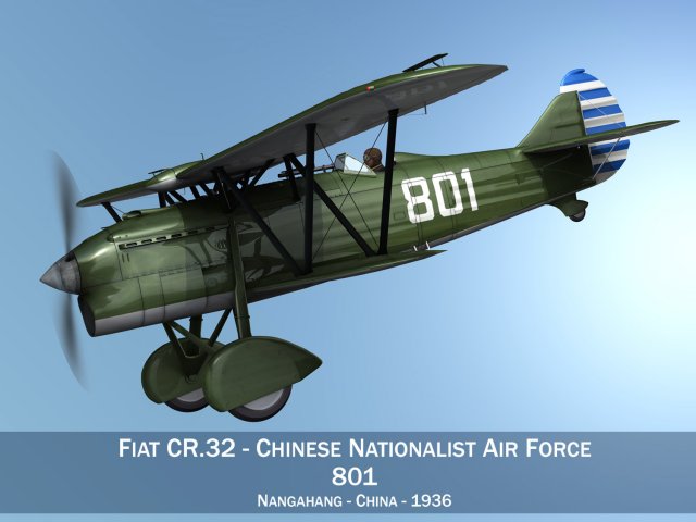 fiat cr32 chinese nationalist air force 3D Модель .c4d .max .obj .3ds .fbx .stl .blend 