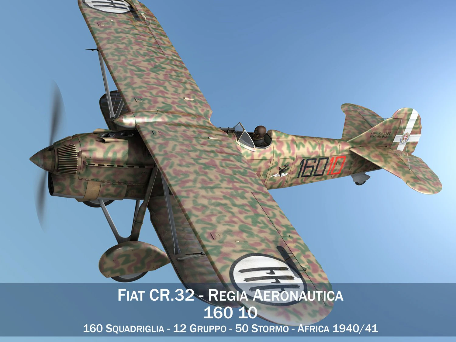 fiat cr32 italy airforce 160 squadriglia 3D Model .c4d .max .obj .3ds .fbx .stl .blend 