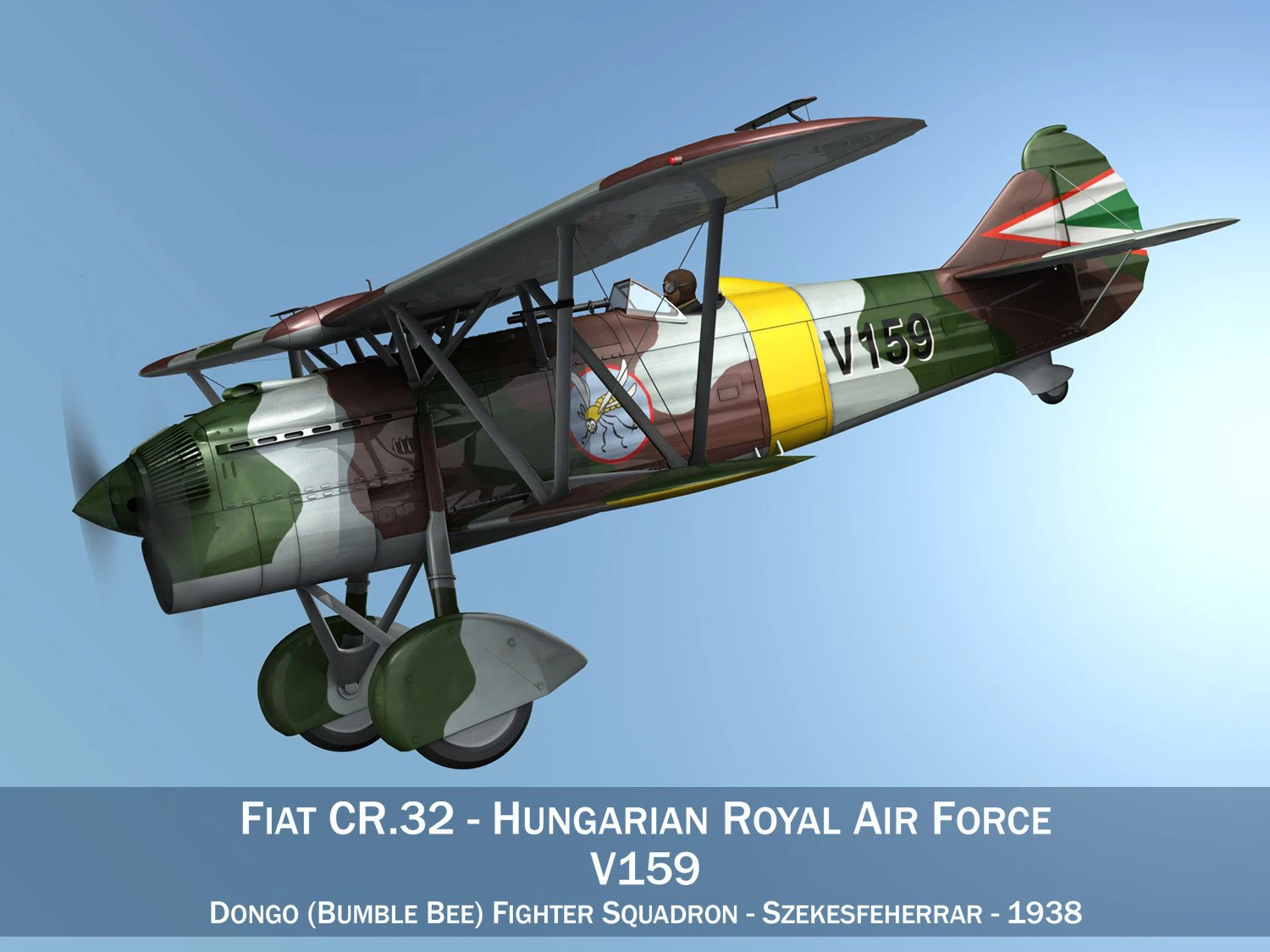 fiat cr32 hungarian royal air force v159 3D Model .c4d .max .obj .3ds .fbx .stl .blend