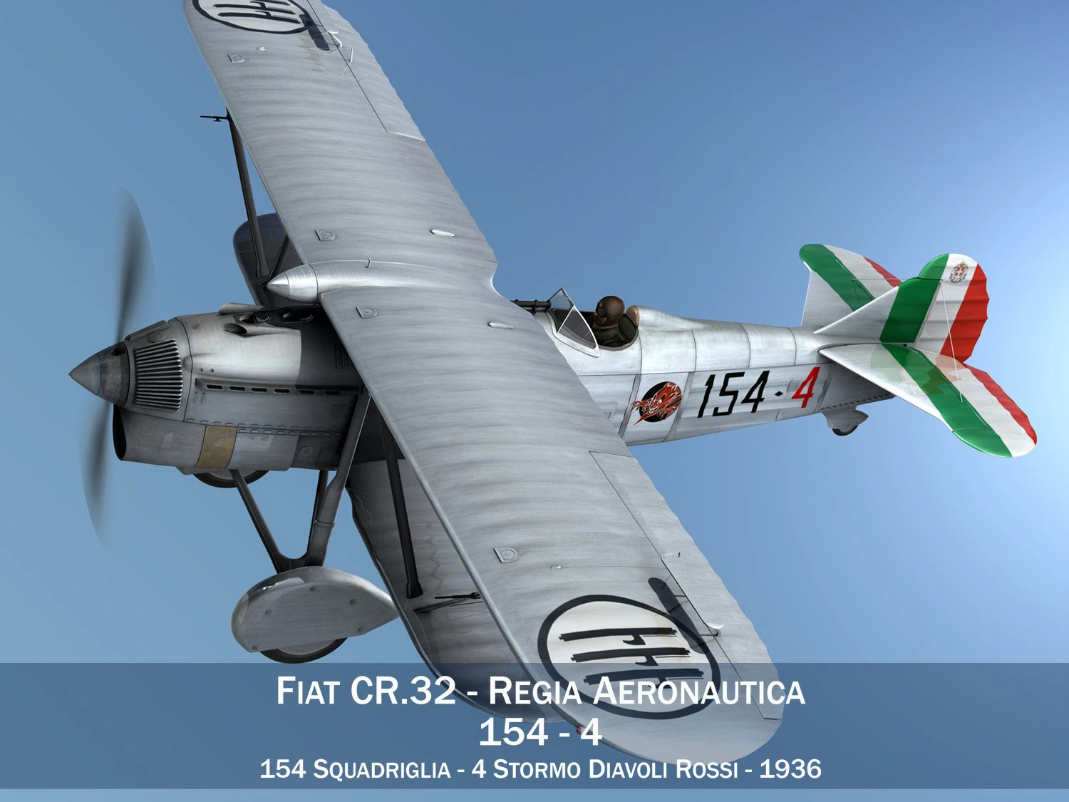 fiat cr 32 italy airforce 154 squadriglia 3D Model .c4d .max .obj .3ds .fbx .stl .blend 
