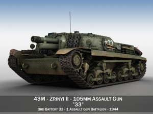 43m zrinyi ii hungarian assault 3rd battery 33 3D Model