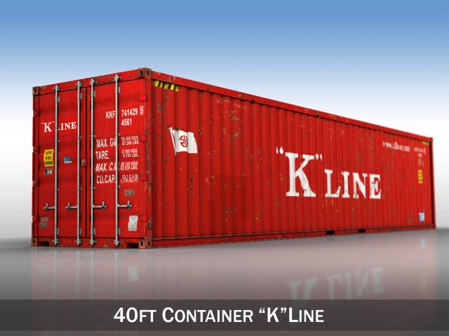 40ft shipping container k line 3D-Modell .c4d .max .obj .3ds .fbx .stl .blend 