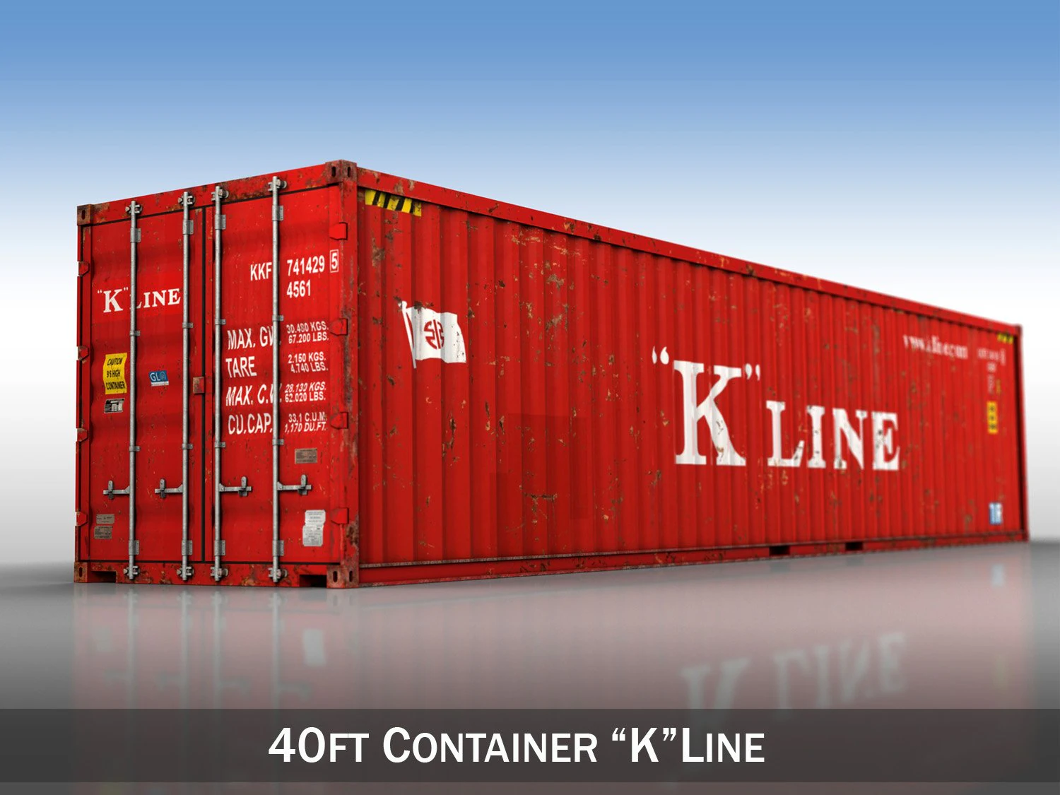 40ft shipping container k line 3D Model .c4d .max .obj .3ds .fbx .stl .blend 