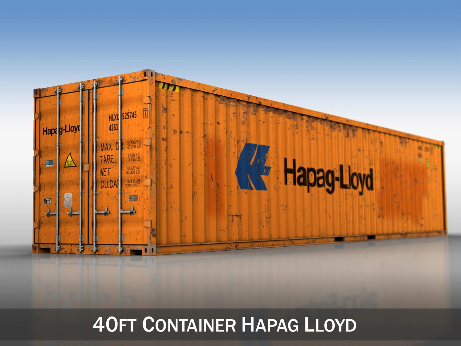40ft shipping container hapag lloyd 3D Model .c4d .max .obj .3ds .fbx .stl .blend 