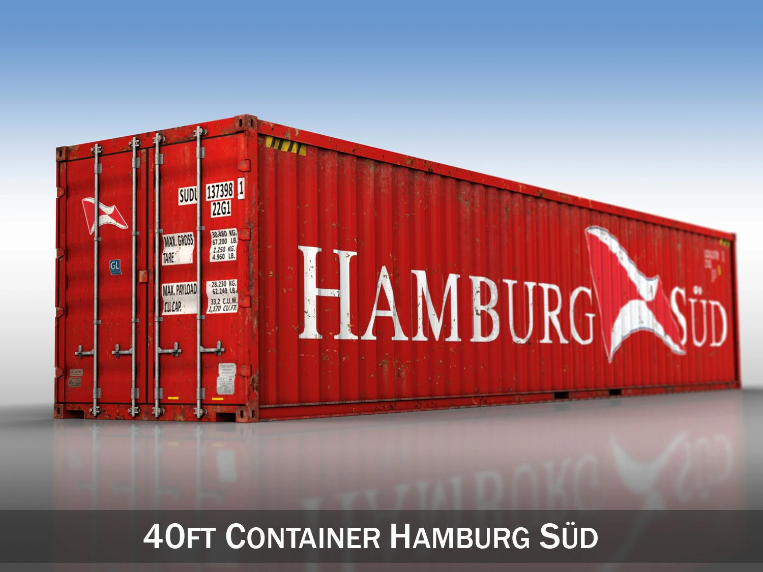 40ft shipping container hamburg sued 3D Model .c4d .max .obj .3ds .fbx .stl .blend 