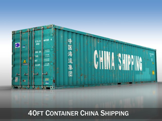40ft shipping container china shipping 3D Model .c4d .max .obj .3ds .fbx .stl .blend 
