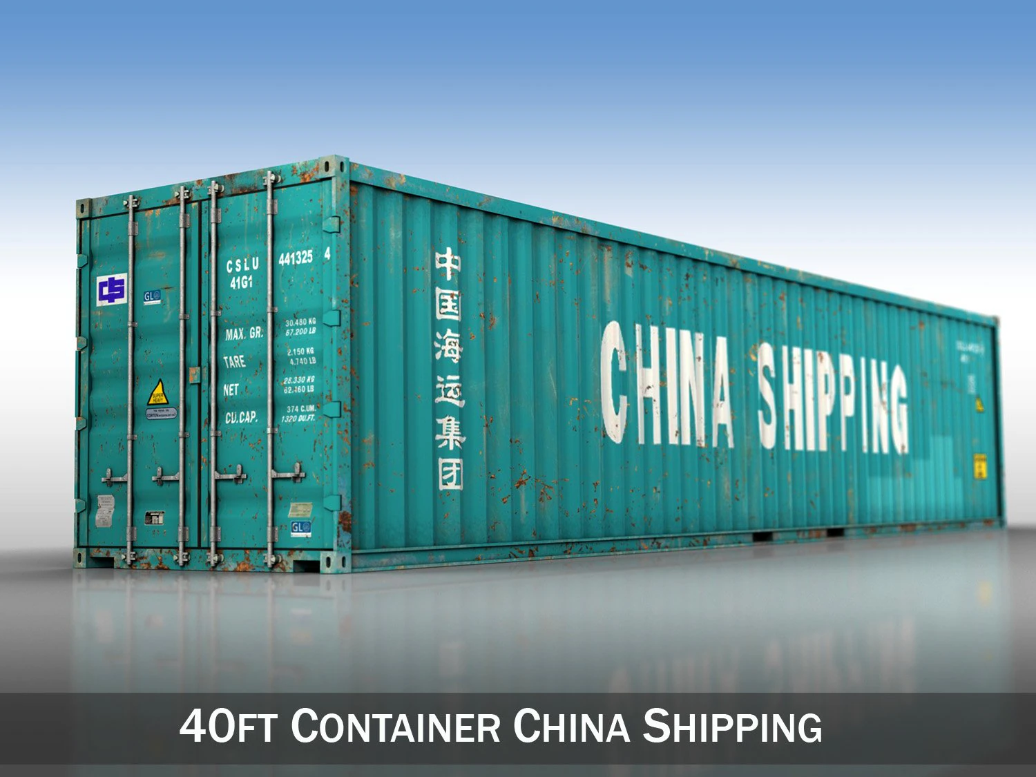 40ft shipping container china shipping 3D Model .c4d .max .obj .3ds .fbx .stl .blend