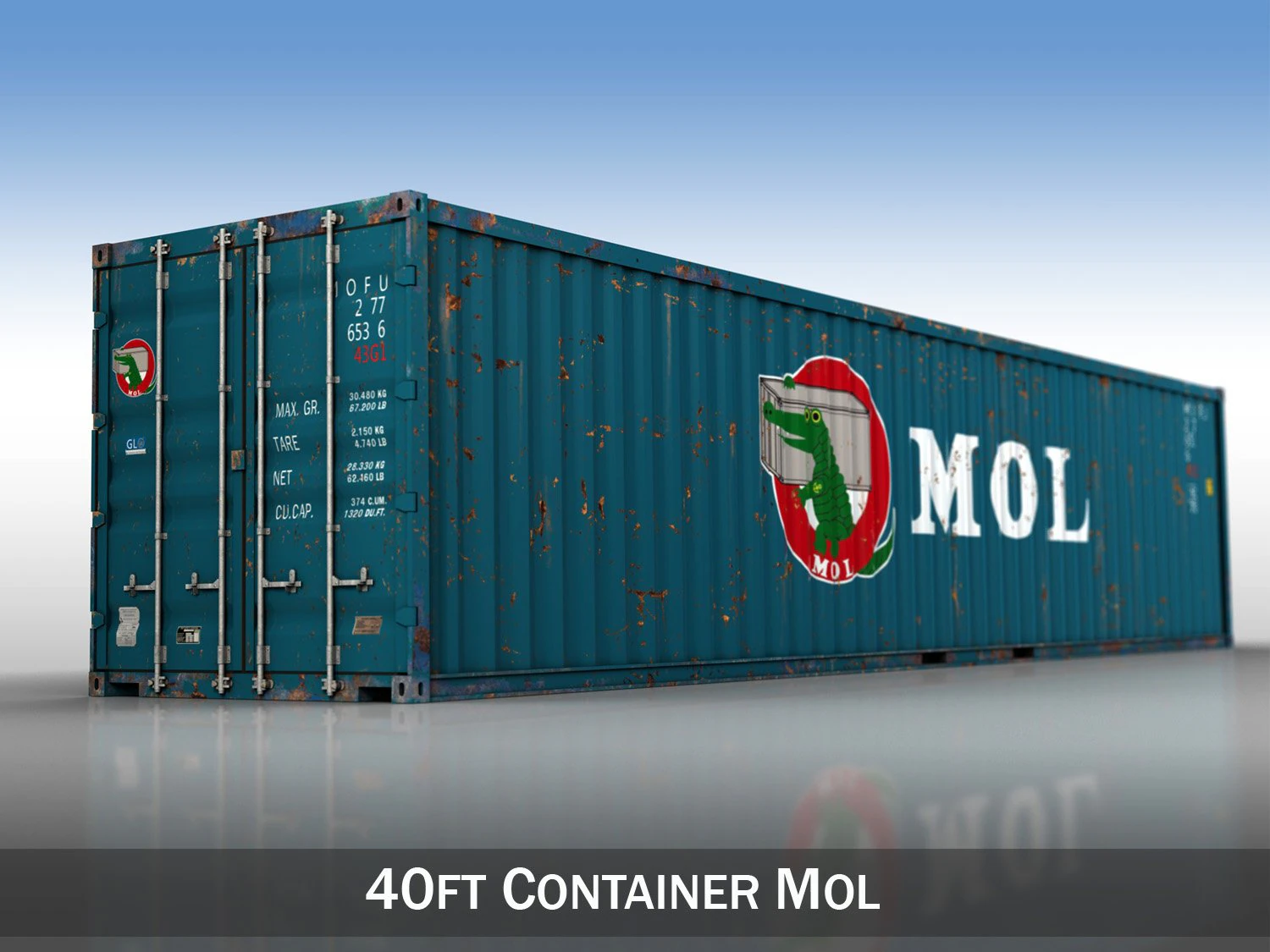 40ft shipping container mol 3D Model .c4d .max .obj .3ds .fbx .stl .blend 