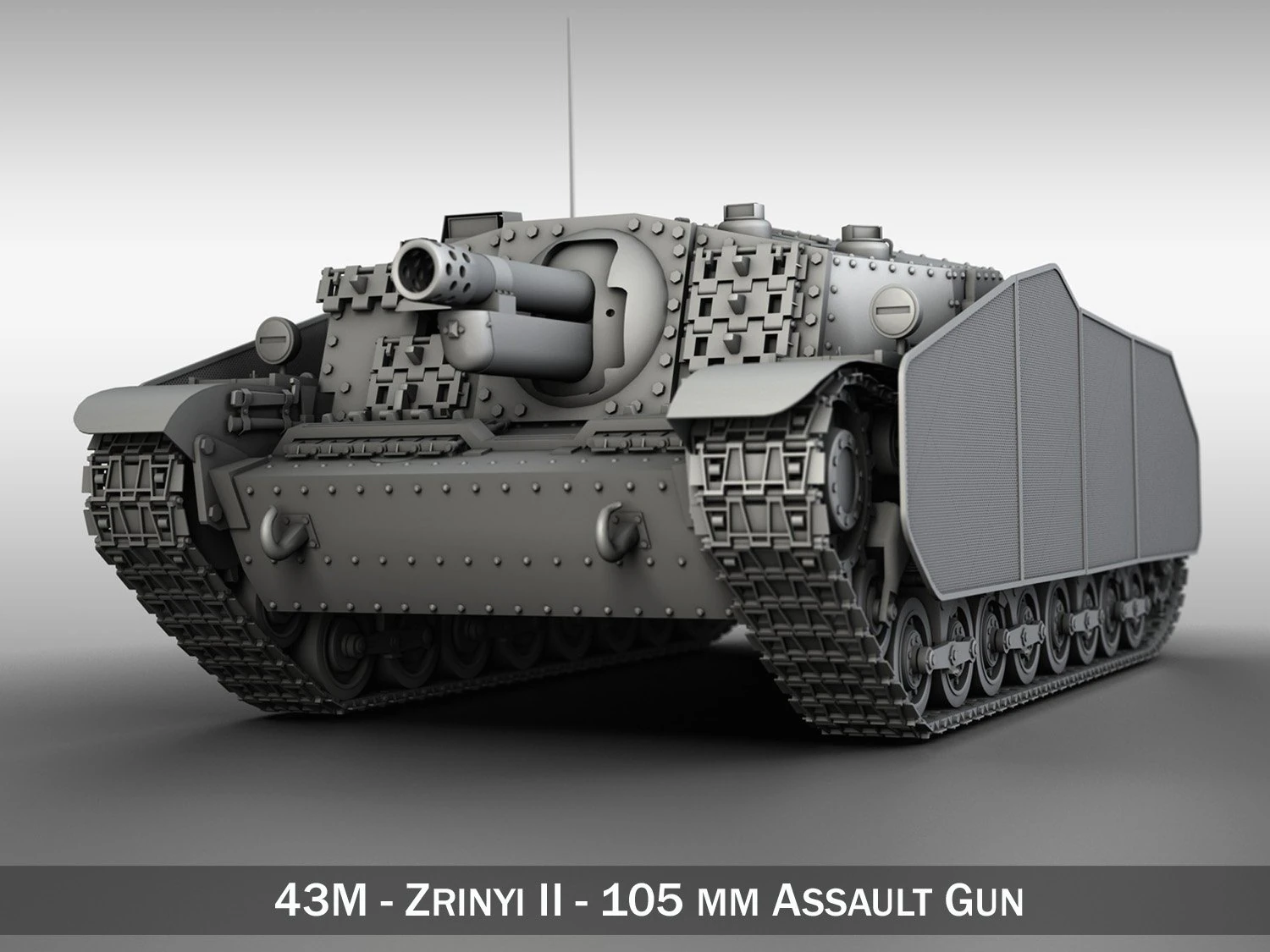 43m zrinyi ii hungarian assault 3D Model .c4d .max .obj .3ds .fbx .stl .blend 