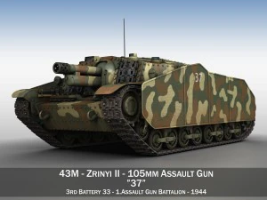 43m zrinyi ii assalto húngaro 3ª bateria 37 Modelo 3D