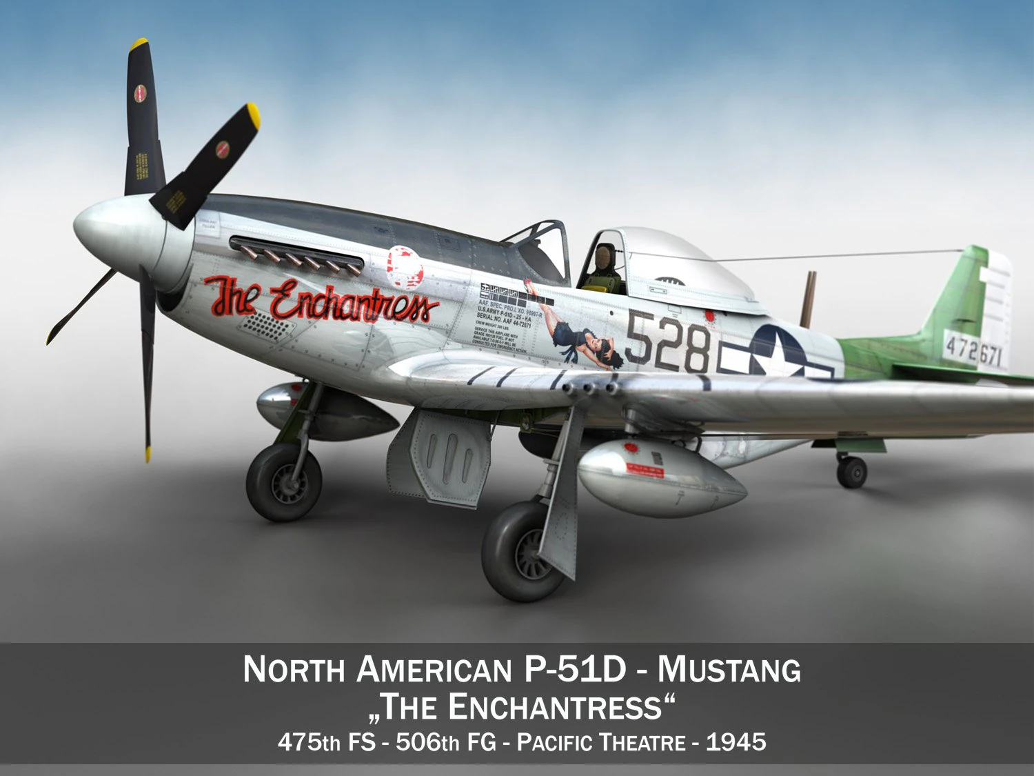 north american p51d mustang the enchantress 3D Model .c4d .max .obj .3ds .fbx .stl .blend