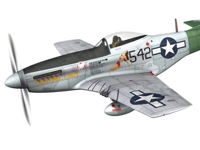 north american p51d mustang fighting lady Modelo 3D .c4d .max .obj .3ds .fbx .stl .blend 